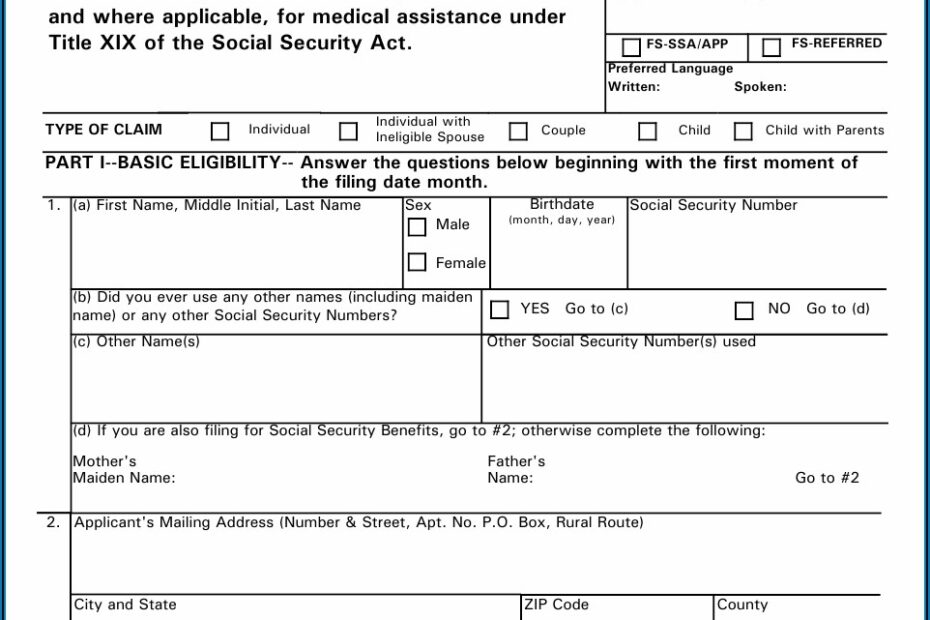Social Security Disability Forms Printable Printable Forms Free Online