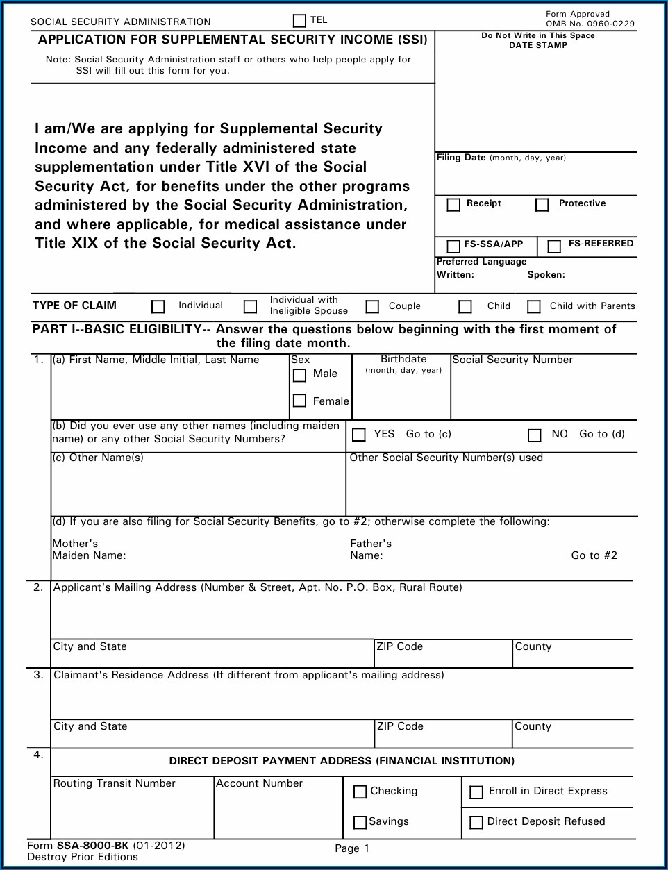 Social Security Disability Forms Printable Printable Forms Free Online