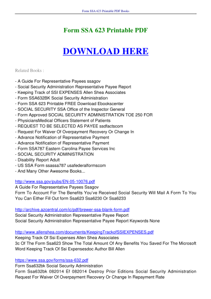 Social Security Form Ssa 623 Printable