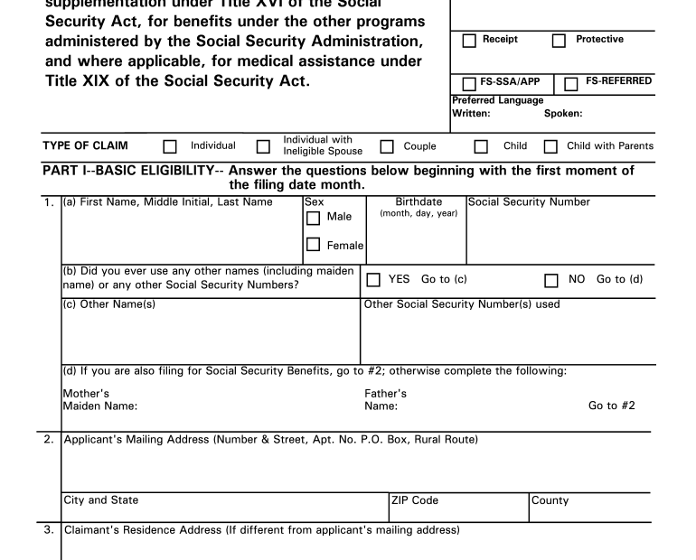 Ssi Application Form Printable Printable Application