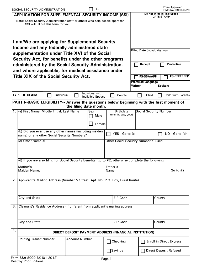 Ssi Application Form Printable Printable Application