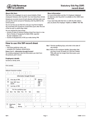 Statutory Sick Pay Form Printable