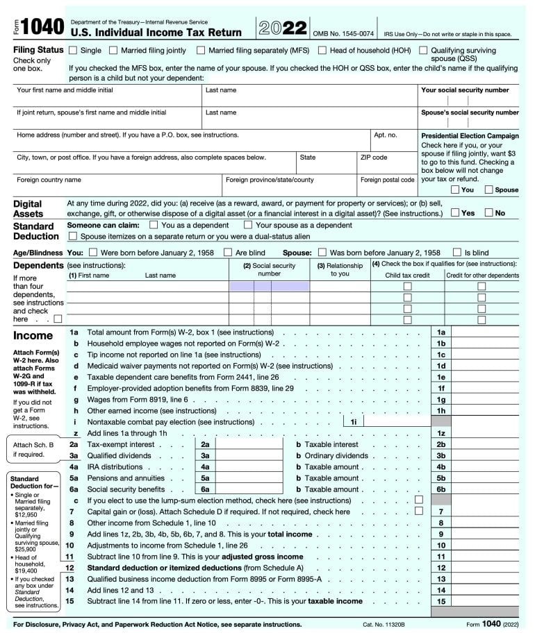 Tax Form 1040 For 2023 Printable Forms Free Online Tax Form 1040 For 2023 Printable Forms Free Online