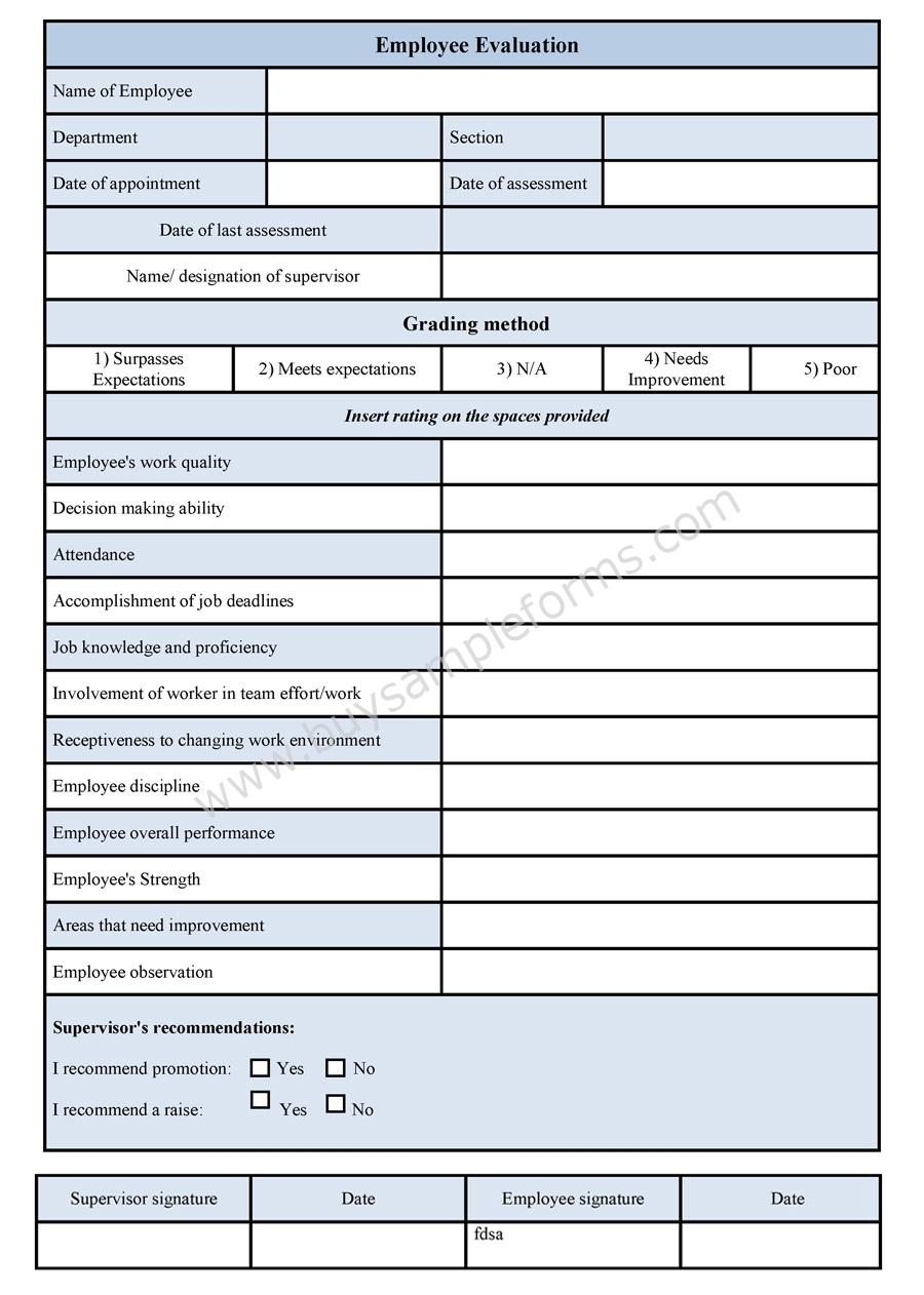 Template Printable Employee Evaluation Form Printable Forms Free Online