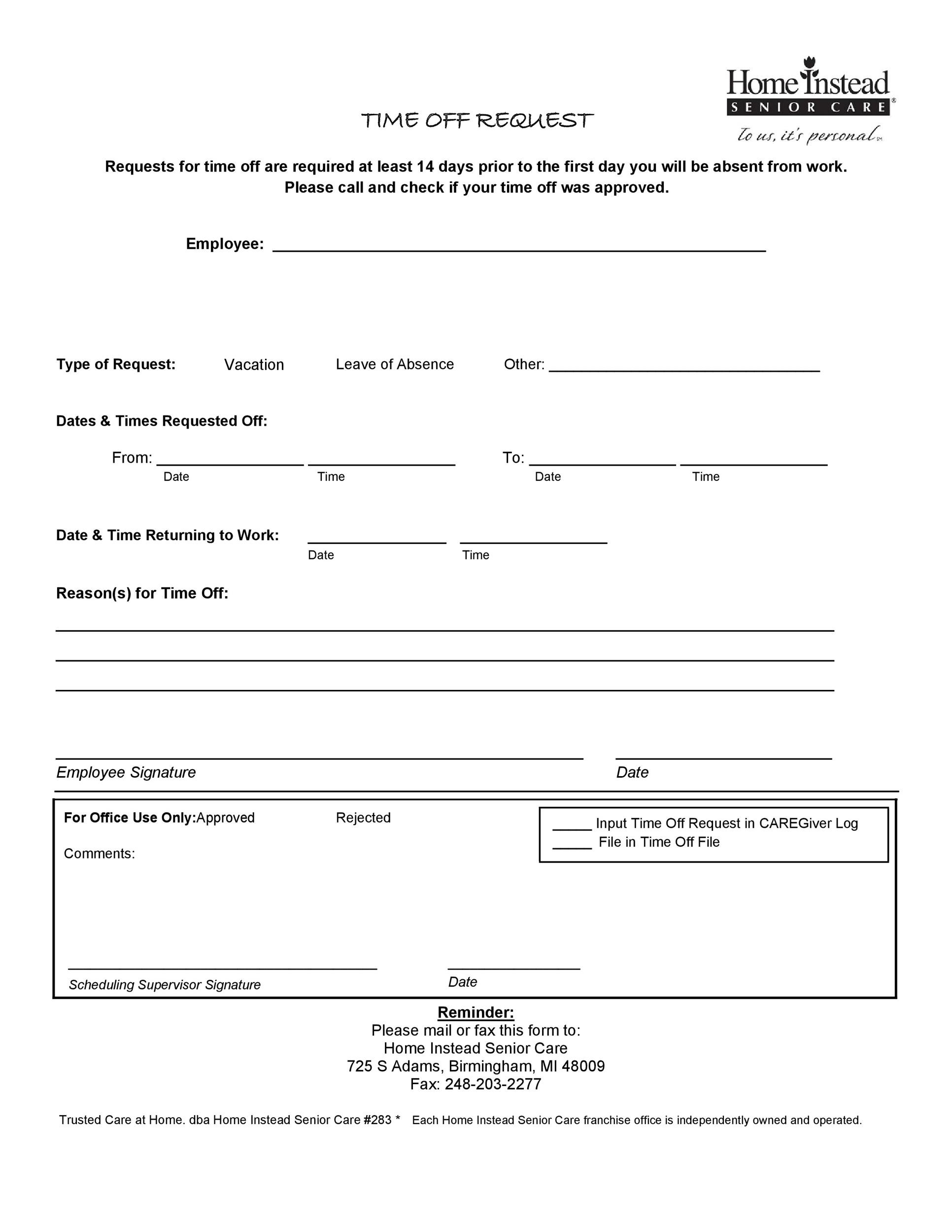 Template Printable Time Off Request Form Printable Templates