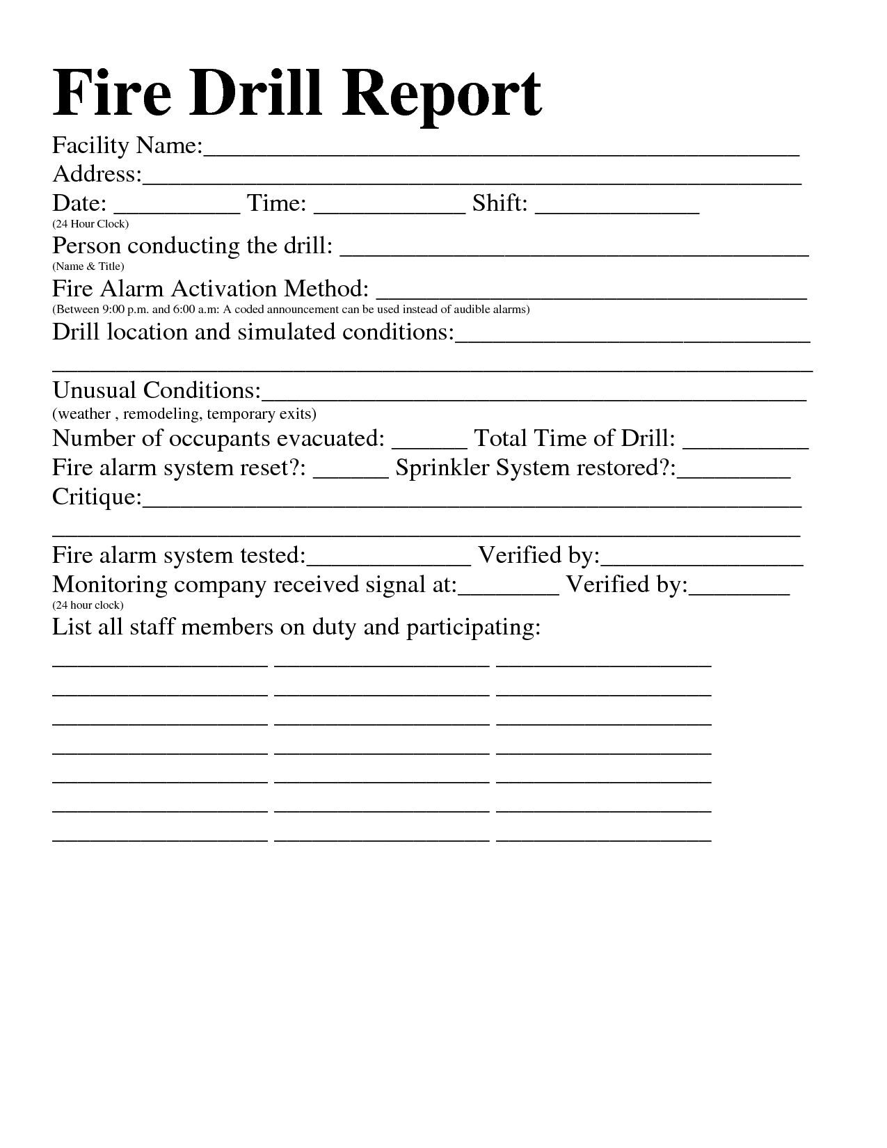 The Astonishing Best Photos Of Fire Evacuation Drill Report Template 