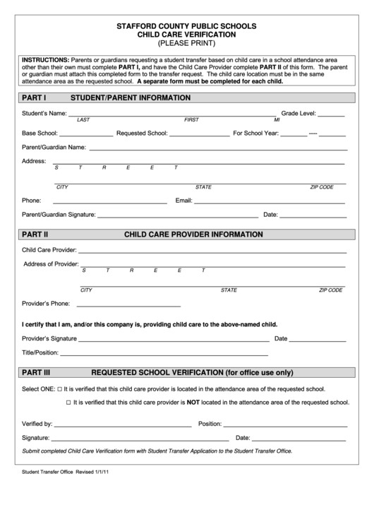 Top Child Care Verification Form Templates Free To Download In PDF Format