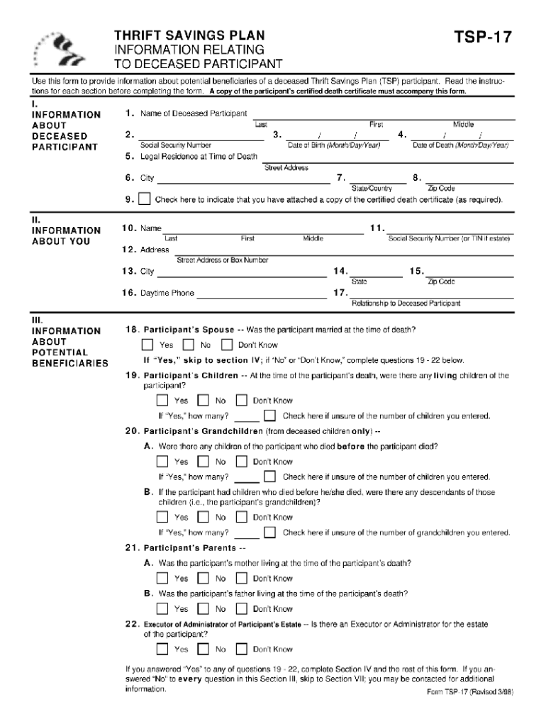 Tsp 17 Fillable Form Printable Forms Free Online