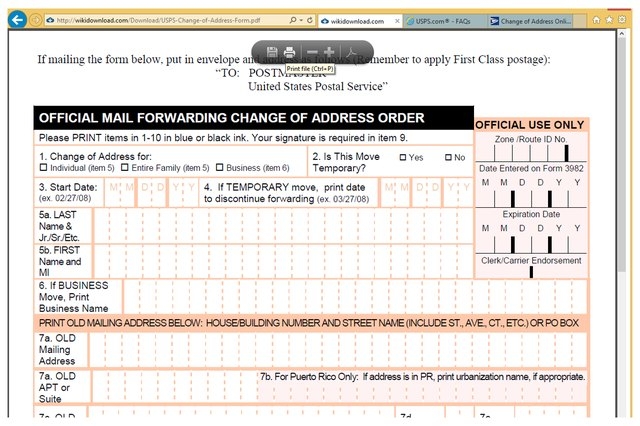Us Mail Change Of Address Printable Form Printable Form 2024