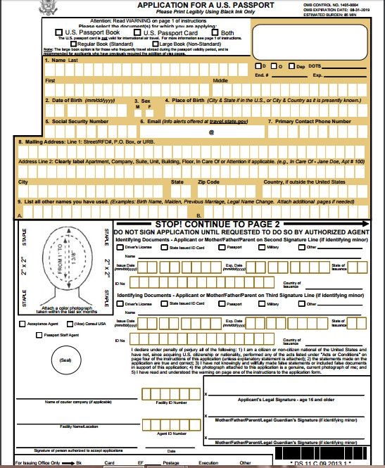Us Passport DS 11 Form Online Printable Form 2024