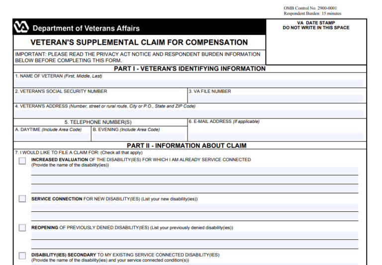 VA Form 21 526 Printable VA Form