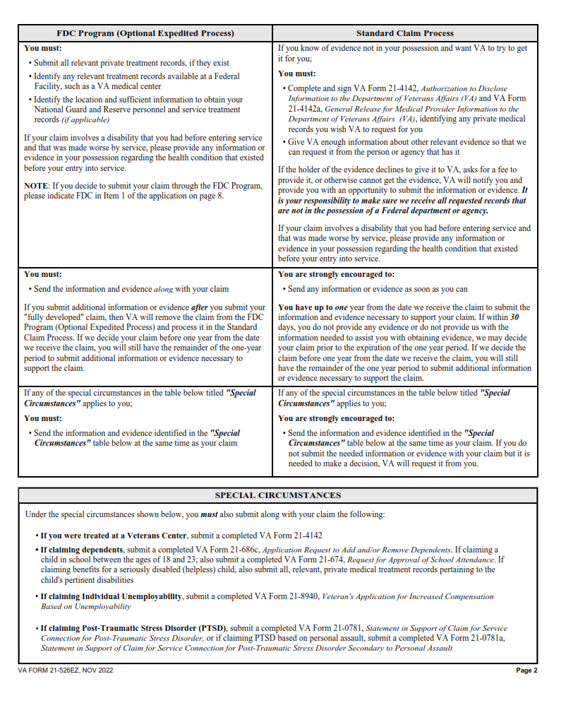 VA Form 21 526EZ Printable Fillable In PDF Origin Form Studio