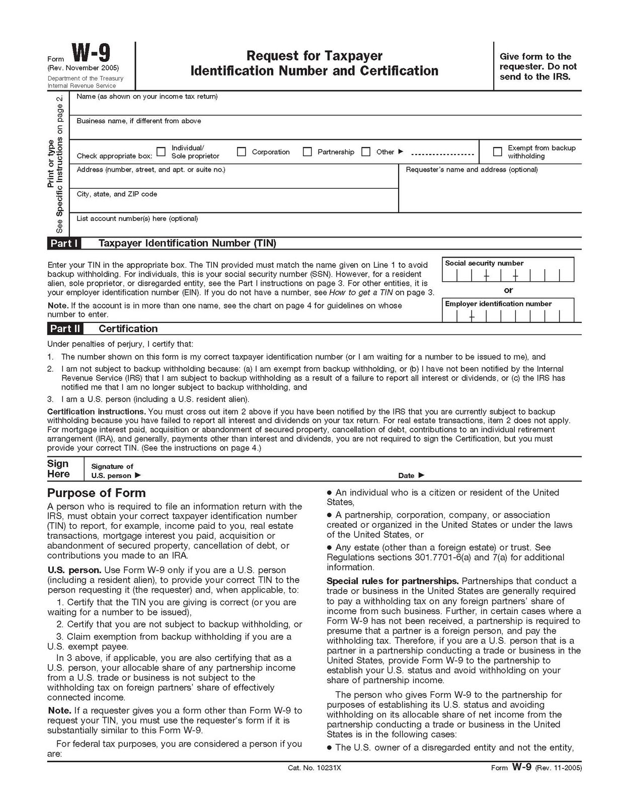 W 9 Form 2025 Printable Free Isaac C Grainger
