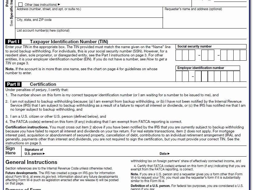 W 9 Form Irs Printable Printable Forms Free Online