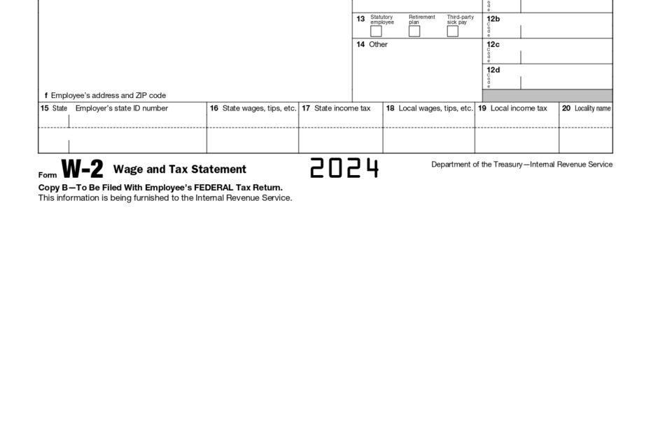 W2 Form 2024 Printable IRS Tax Forms 2025