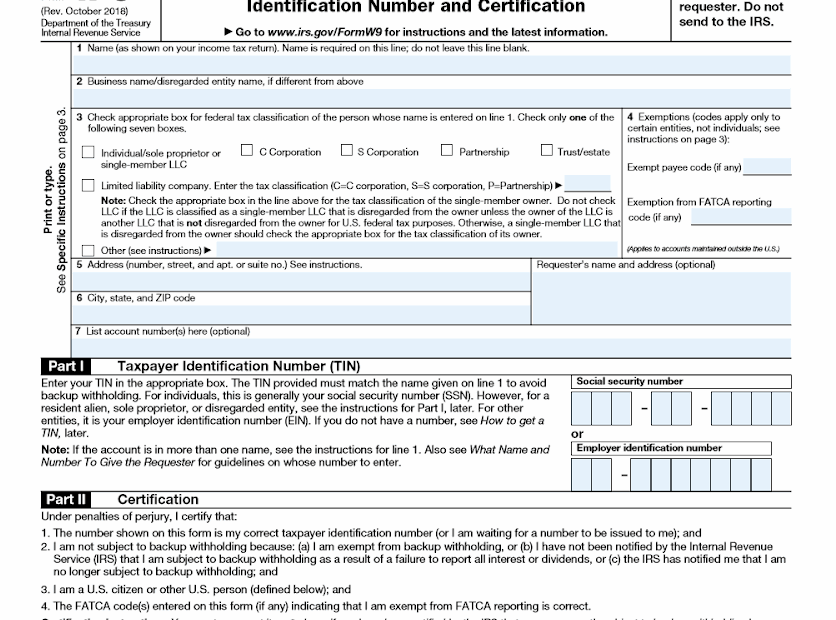 W9 Irs Form Printable Printable Forms Free Online