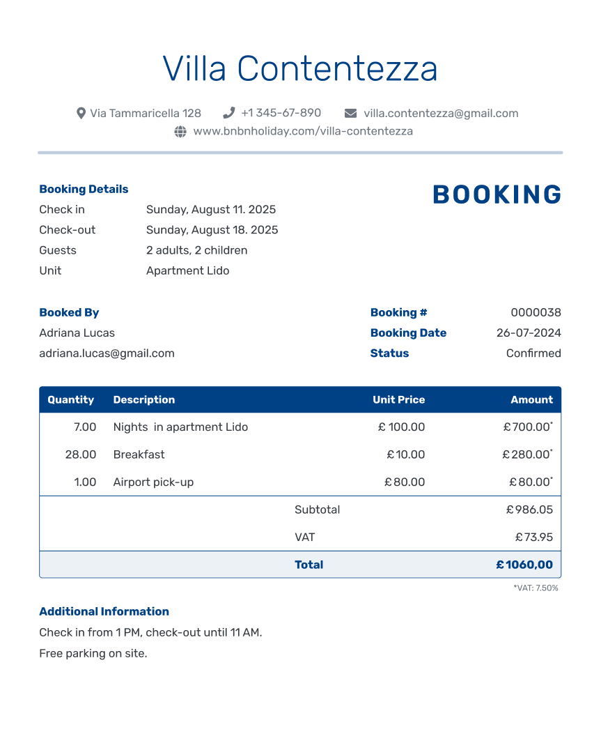 Booking