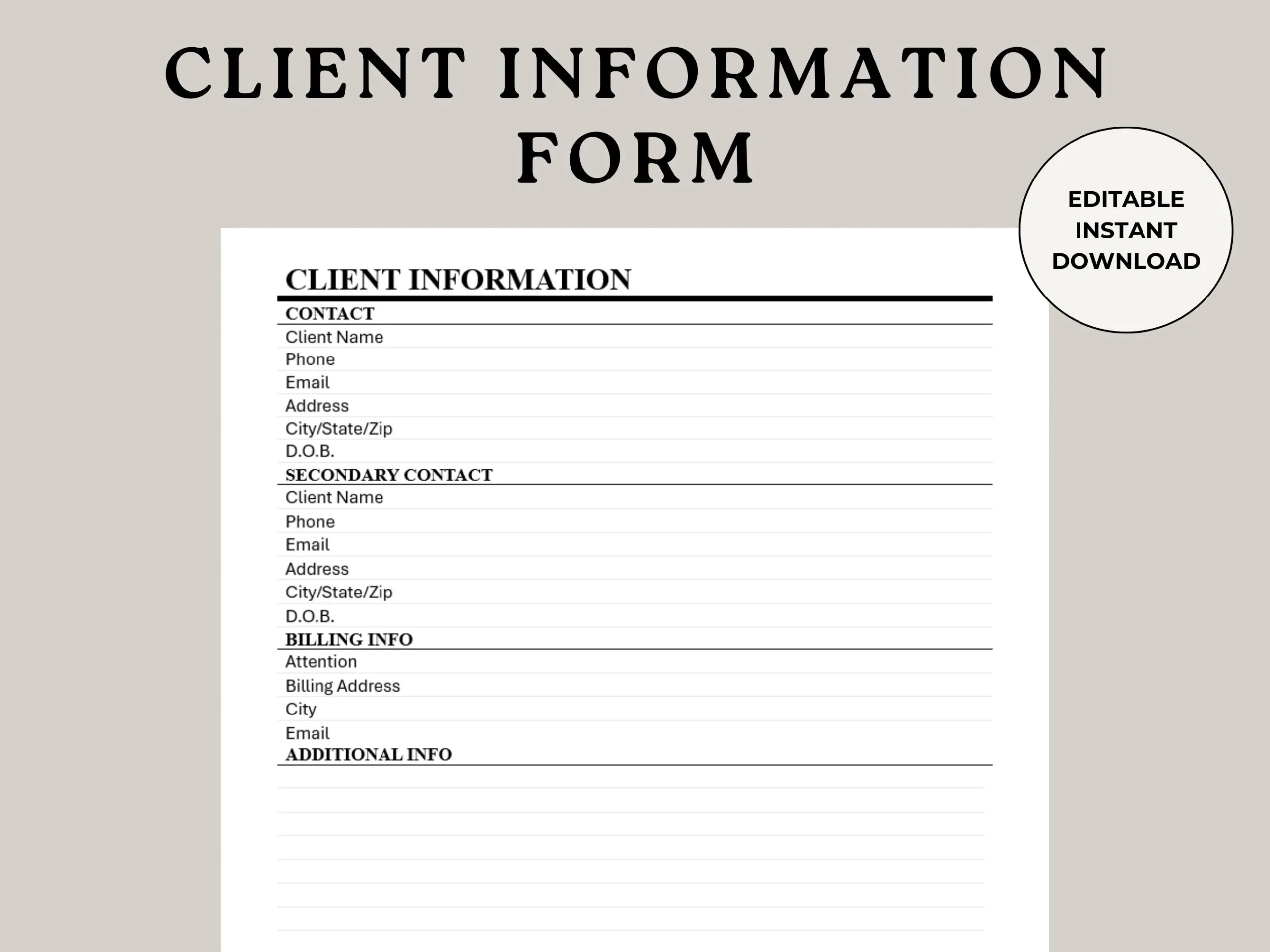 Client Information Form Template