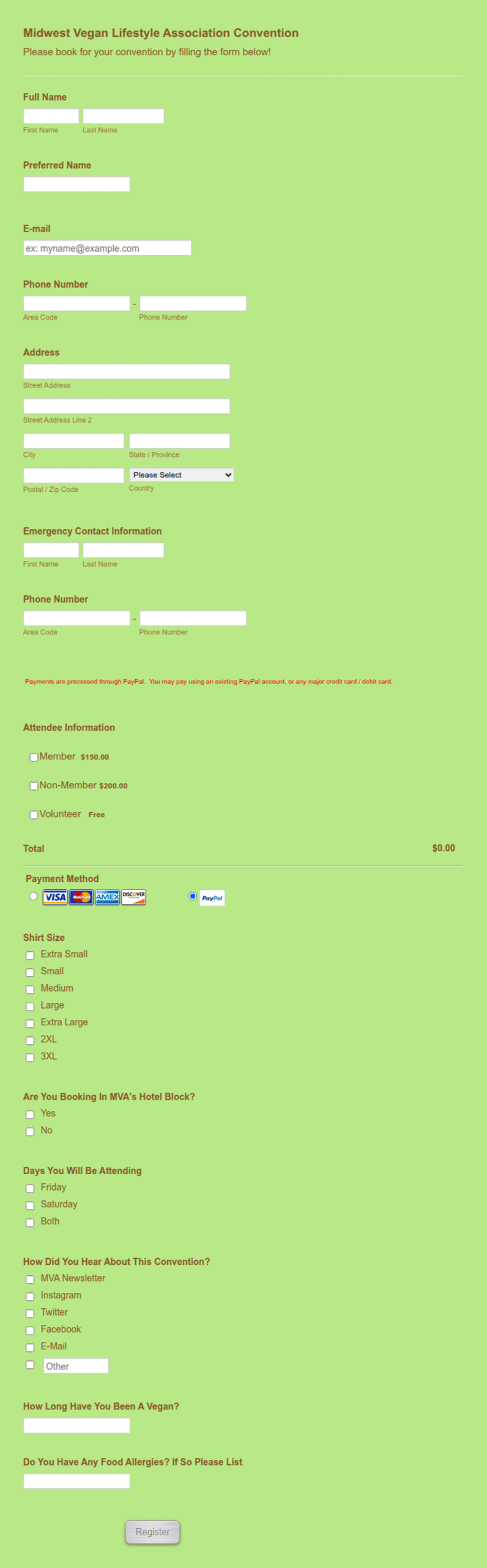 Convention Registration Form