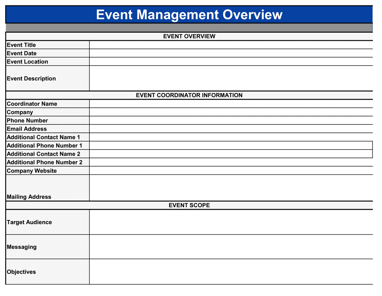 Event Management Template D12791