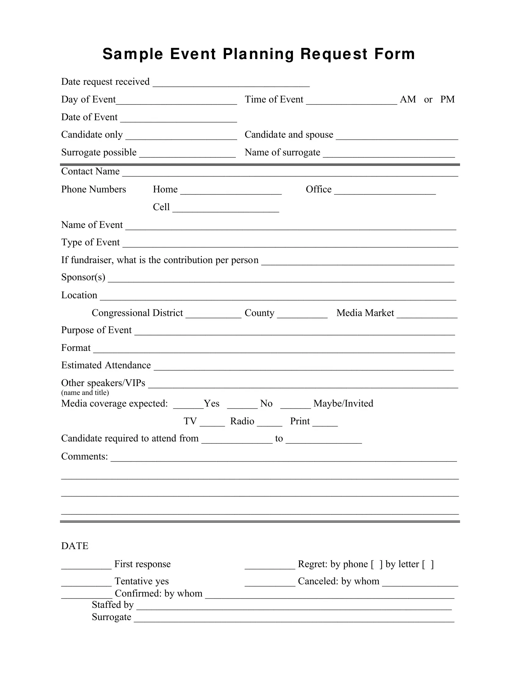 Event Planning Request Form