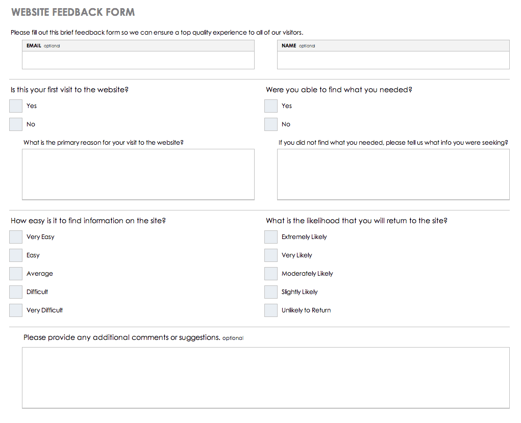 Feedback Forms Templates Feedback Forms Templates