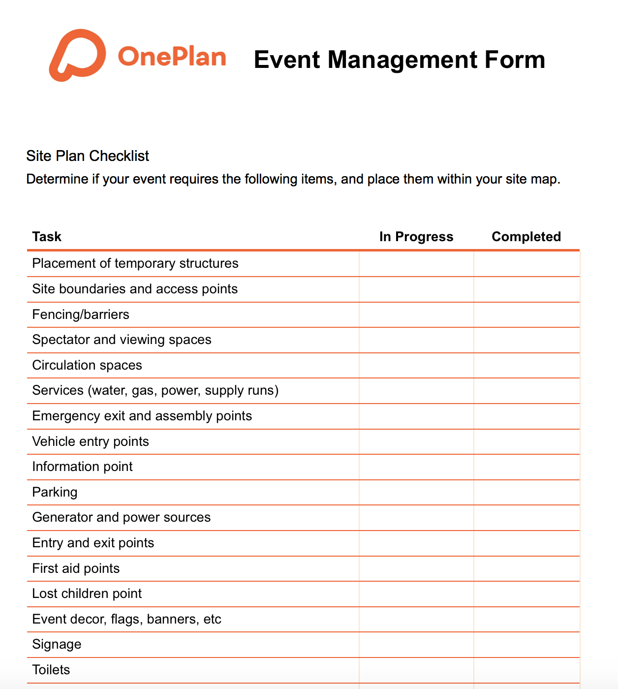 Free Event Planning Template