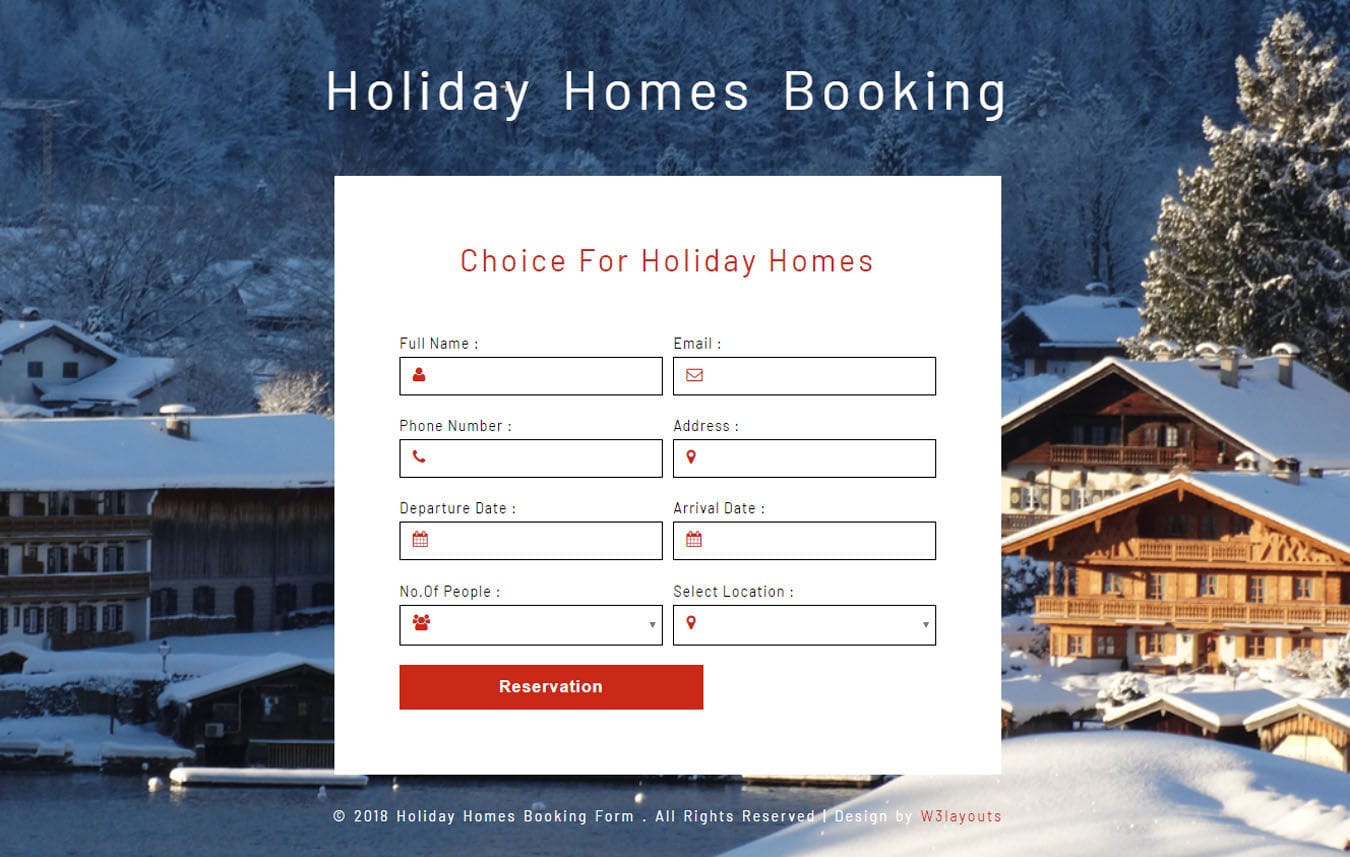 Holiday Homes Booking Form Responsive Widget Template