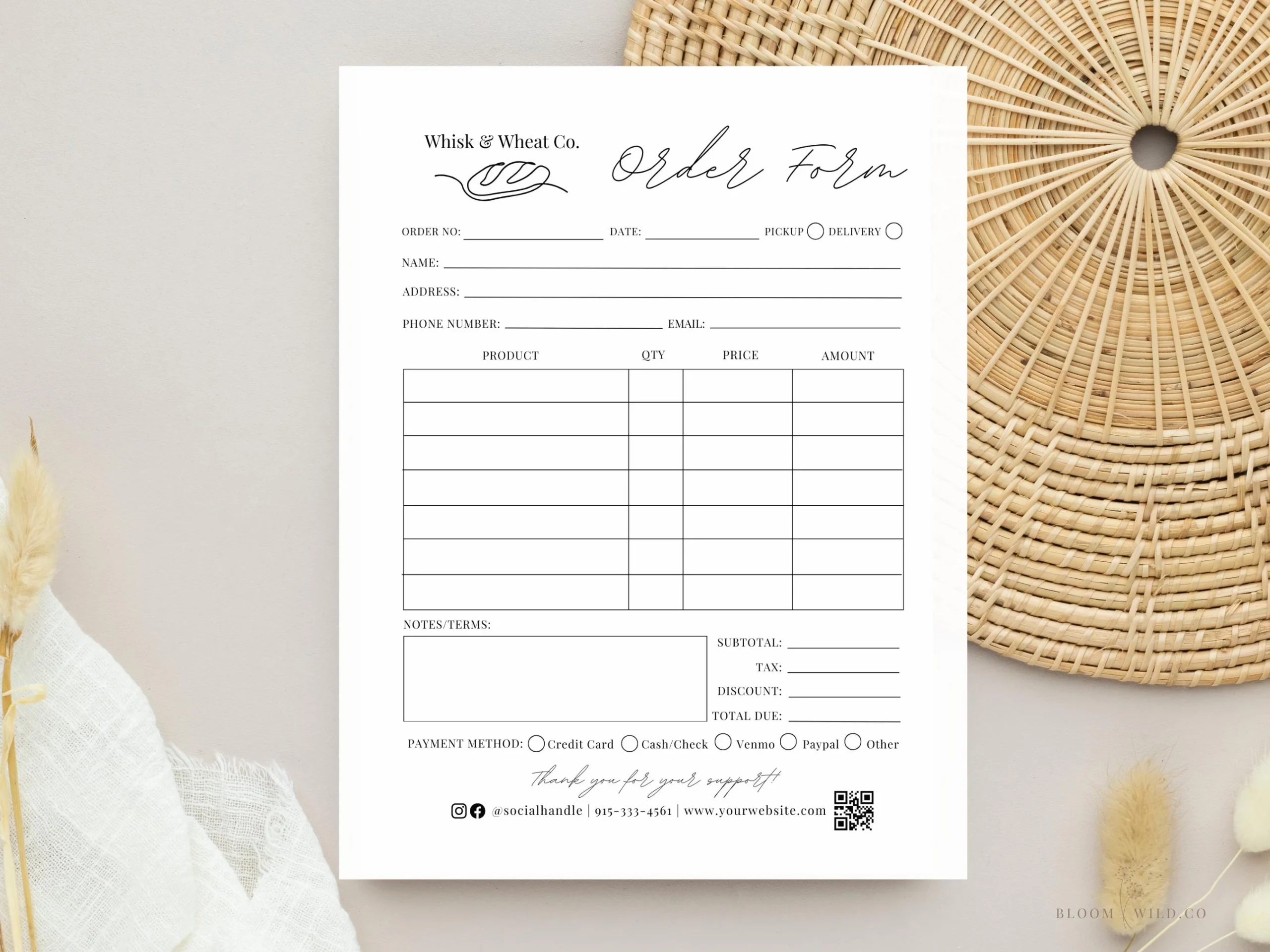 Home Bakery Order Form Template Bakers