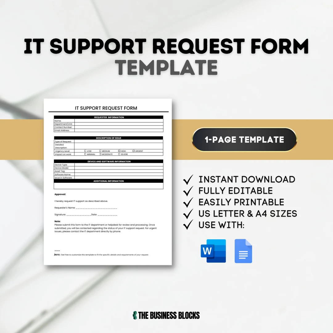 It Support Request Form Template