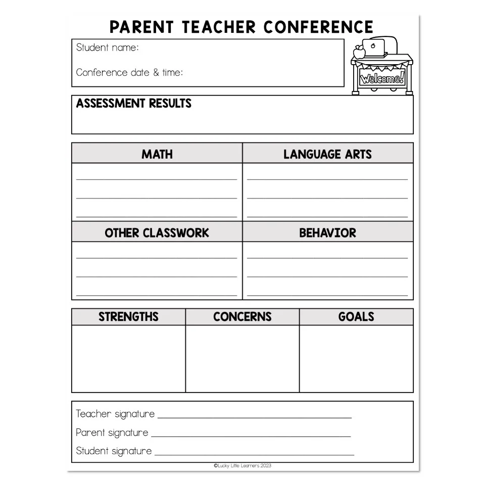 Parent Teacher Conference Organizer Form Parent Teacher Conference Organizer Form