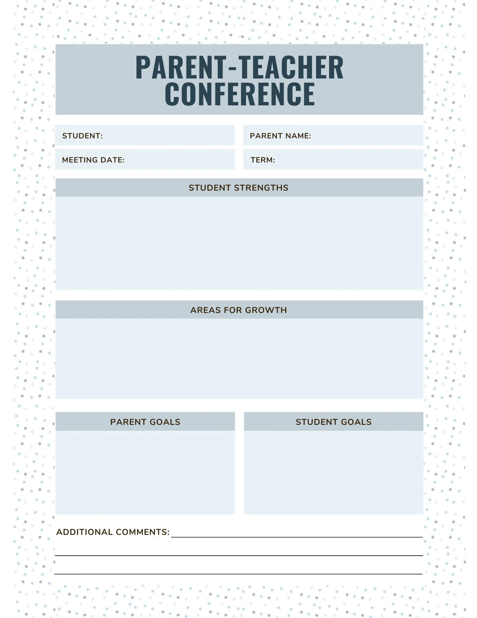 Parent Teacher Conference Template