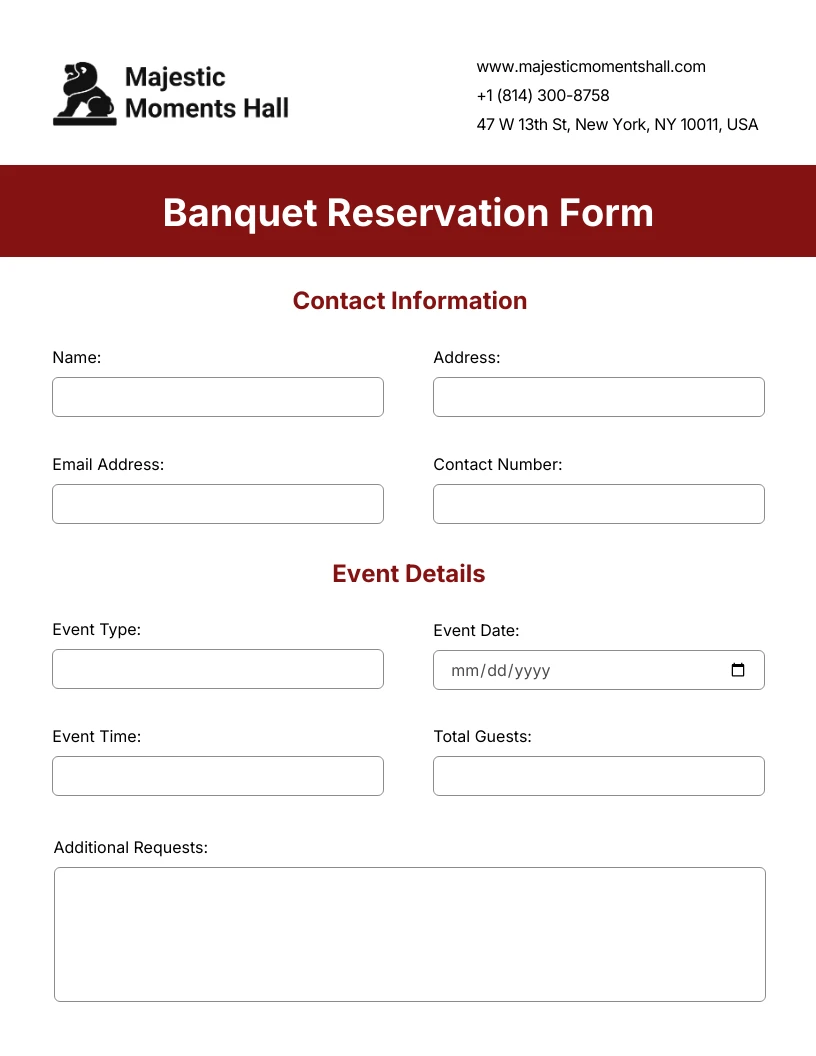 Simple White And Red Banquet Reservation Form E623b108 467b 4bf4 9790 44f2d7aa85c4